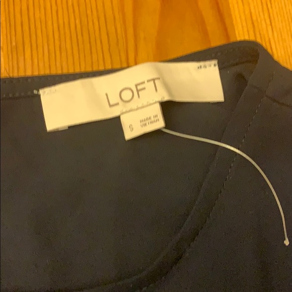 LOFT Navy Ruffle Top - Picture 2 of 7